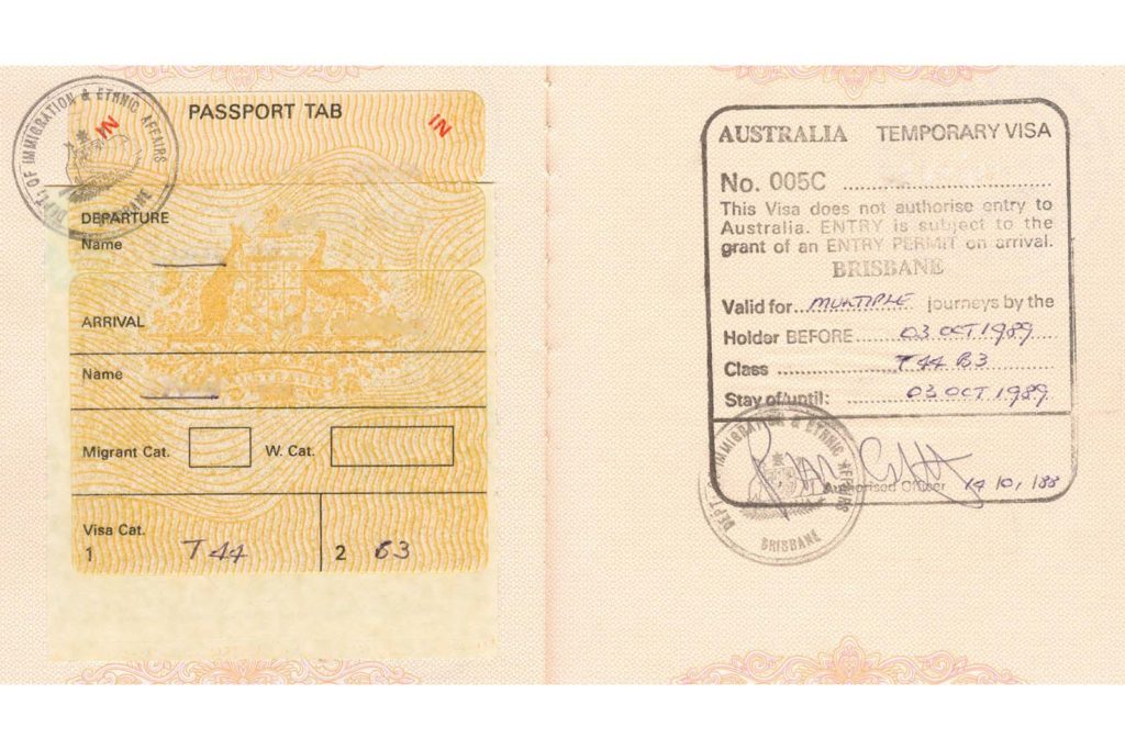 Australia_Passport_Tab__Temporary_Visa_issued_in_1988-resized